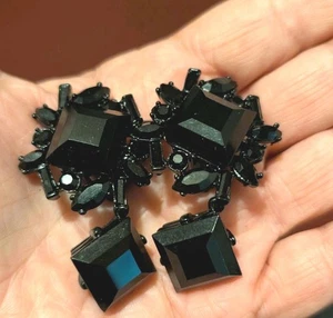 Weiss Vintage schwarz/schwarz Ohrclips unsigniert - Bild 1 von 3