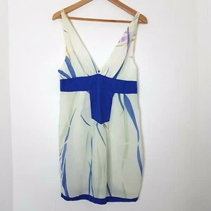 Seduce Size 12 Women's White and Blue Low V Sleeveless Dress - Picture 1 of 8