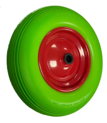 Pannensicheres Rad aus Polyurethan, grün 400x100 incl. Achse - Bild 1 von 2