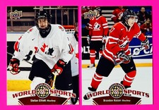 2010 UPPER DECK WORLD OF SPORTS HOCKEY ROOKIE RC CARDS #179 ELLIOTT #183 KOZUN