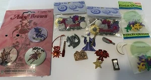 Scrapbook Embellishments Lot MYTHICAL FAIRIES MAGIC DRAGONS Brads Buttons Pins - Picture 1 of 5