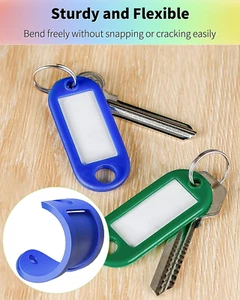 Tough Plastic Key Tags with Split Ring Name Label Window Portable 40 Pack - Picture 1 of 12