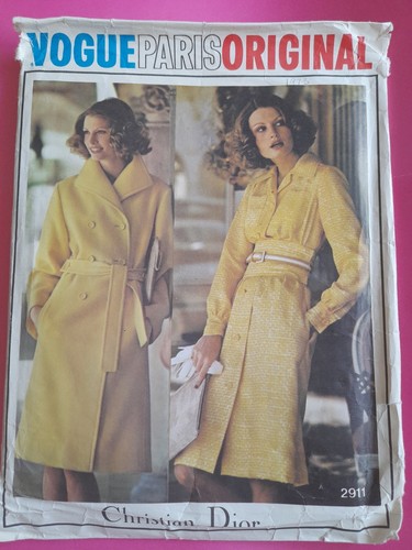 Abito e cappotto UNCUT anni 70 originale modello Vogue 2911 di Christian Dior busto 34"