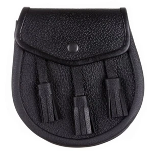 Nuovo kilt Sporran in pelle nera basic tradizionale matrimonio scozzese per kilt - Foto 1 di 1