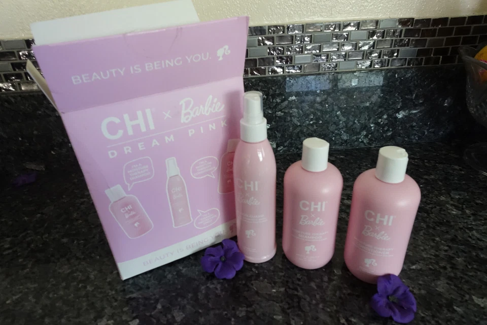 CHI X Barbie Collection Dream Pink 3 Piece Set Shampoo Conditioner Thermal Spray