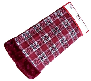 Falda de árbol de Navidad a cuadros rojo borgoña estilo navideño 38" borde de terciopelo nueva con etiquetas nueva con etiquetas - Imagen 1 de 11
