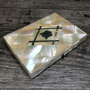 Antique Mother Of Pearl Card Visiting Card Case Holder Inscribed - Picture 1 of 19