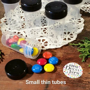 12 Tiny Tubes Vial Pill Tablet Powder Container Powder Black Cap #2810  DecoJars - Picture 1 of 5