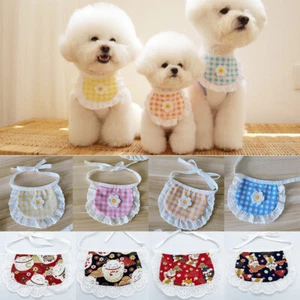 Dog Bandana Scarf Collar Triangular Bandage Plaid Washable Bib Cat Neckerchief ∠ - Picture 1 of 20