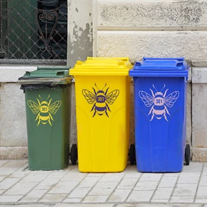 Bumble Bee Wheelie Bin Sticker, Personalised Sticker For Bin, House Number - Picture 1 of 9