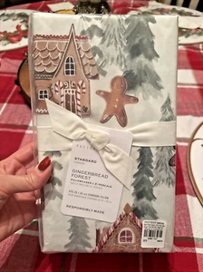 Pottery Barn Disney Holiday Gingerbread Christmas pillowcase SET 2 party gift 🎁 - Picture 1 of 11