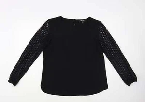 Nine West Womens Black Polyester Blend Blouse Size M - Sheer Sleeves - Picture 1 of 12