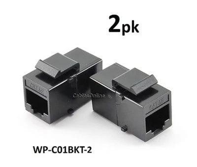 2-PACK CAT5e Female/Female RJ45 Ethernet Black Keystone Jack Coupler, WP-C01BKT - Image 1 of 2