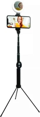 Selfie (Halo) Stick, Tripod base w/ Ring Light, Mirror & Shutter Remote By TZUMI - Image 1 of 2