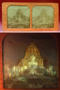Vue stéréoscopique polyoramique EXPO UNIVERSELLE PARIS 1889 / FONTAINE LUMINEUSE - Imagen 1 de 1