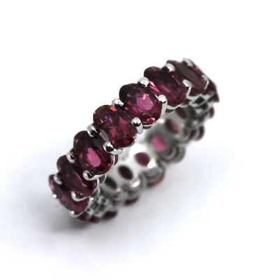 Anillo Ovalado Turmalina Natural Eternidad Todo Alrededor Oro Blanco Sólido 14k Foto 1 de 4