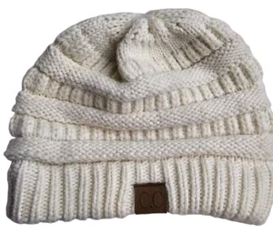 C.C Women's Chunky Knit Beanie One Size off white Stretch Trendy Warm Winter - Bild 1 von 2