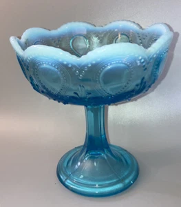 EAPG NORTHWOOD SCROLL & ACANTHUS JELLY COMPOTE GLASS BLUE OPALESCENT Early 1900s - Picture 1 of 5