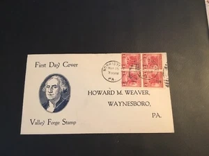 FDC 1928 # 645 1st H WEAVER 2 Cent Block Cachet USA - Picture 1 of 2