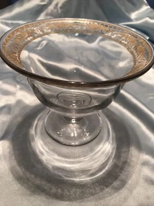 Schüssel/Kompott mit Fuß geschliffener Goldrand 5 Zoll unbekannt - Bild 1 von 5