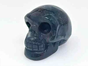 Kleiner 1,5 Zoll nachtblauer Marmor Naturstein handgeschnitzt Schädel gruseliges Skelett - Bild 1 von 5