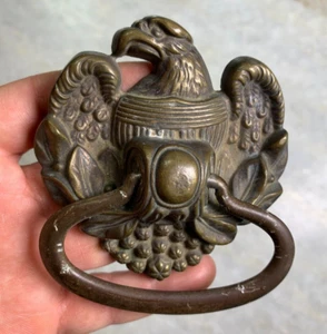 Antique Victorian Brass Eagle Dresser Drawer Bureau Handle Pull Federal Nouveau - Picture 1 of 9