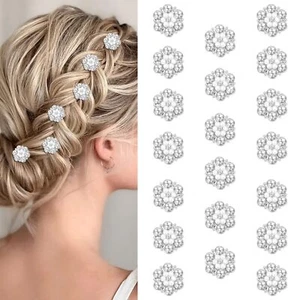 20Pcs Mini Rhinestone Flower Hair Clips with Pearl Cute Crystal Hair Clips Si... - Picture 1 of 7