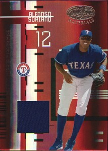 2005 (RANGERS) Leaf Certified Materials Mirror Fabric Red #7 Alfonso Soriano