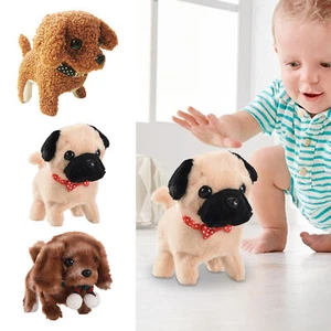Walking & Wagging Dog Fluffy Plush Puppy With Barking Sounds Electronic Pet Toy - Picture 1 of 12