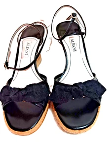 CUERO-CUÑA-NEGRO BOW-DAMAS ""8" TACÓN 3.50 AJUSTABLE - Imagen 1 de 6