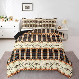 Fishing Themed Rustic Cabin Bedding Set Full Farmhouse Lodge Comforter Set So... - Picture 1 of 7