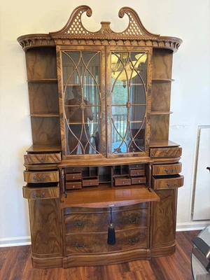 Antique Superb Quality Mahogany Secretary Chippendale Style Bookcase - Image 1 of 4