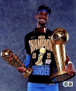 Shai Gilgeous Alexander Signed 8x10 Photo 2025 NBA Finals Trophy Thunder BAS COA - Picture 1 of 3