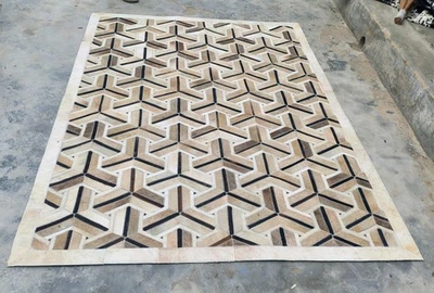 Cowhide Cow Area Rugs Skin Leather New Rug hide 100% sq.feet Real Hair Natural - Image 1 of 4