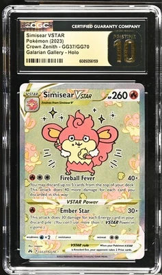 Simisear VSTAR GG37/GG70 - Crown Zenith: Galarian Gallery CGC 10 Pristine - Image 1 of 3