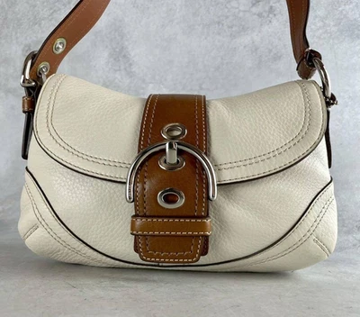 Bolso de Hombro Coach Vintage Soho F12300 y2k Hebilla Cuero Blanco Marrón Foto 1 de 4