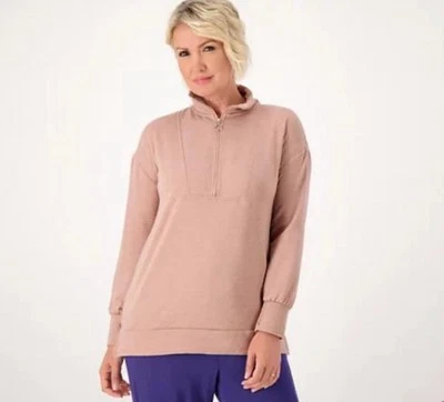 Pullover Henley Cuddl Duds Comfortwear media cremallera talla L nogal topo A517667 Foto 1 de 3