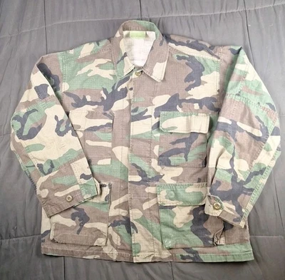 Vintage Army USGI Woodland Camo military BDU HOT WEATHER Combat Medium Short  - Image 1 of 4