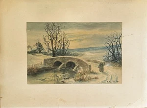 Antigua acuarela gouache pintura a bordo papel por R. Fuchs Austria 1896-1981 - Imagen 1 de 12