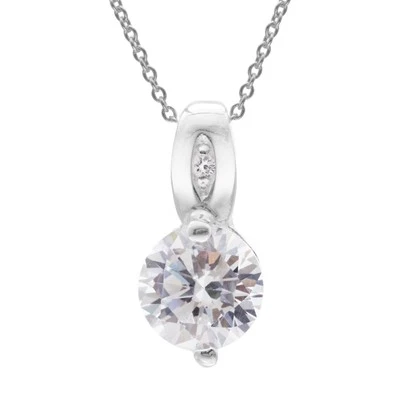 Silverly Collana Sterling argento lungo rotonda zirconi Pendente, 46 cm - Immagine 1 di 3