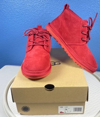 New UGG NEUMEL Mid Top Casual Snow Boots Suede Red Fur Women's 8 EU39 - Image 1 of 4