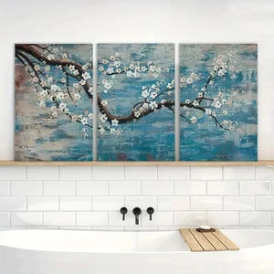 3pcs Flower Oil Painting Floral Artwork Metal Print Ready to Hang Art - Picture 1 of 7