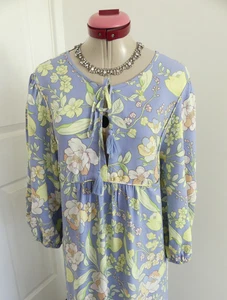 JAASE Blue Floral Midi DRESS Size M Aus 12 Green Boho Cottagecore Soft Girl - Picture 1 of 6