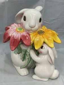 Fitz & Floyd Rare Bunny Blooms Cookie Jar Spring Easter Rabbit Vintage 2003 NEW - Picture 1 of 16