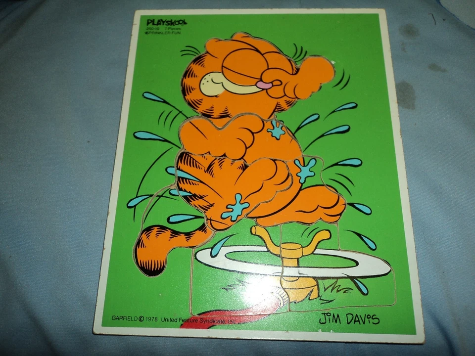 Rompecabezas de madera Playskool Garfield Jim Davis Sprinkler Divertido 1978 250-10 7 piezas Foto 1 de 1