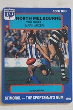 North Melbourne AFL VFL Football Vintage Stimorol Card - Mark Arceri