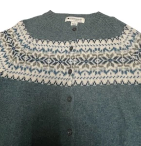 Appleseed's Limited Edition Fair Isle Pointelle Cardigan in Sage Green - Picture 1 of 3