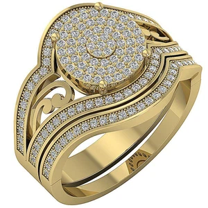 Engagement Bridal Set Ring For Women VS F 0.65 Carat Lab Grown Diamond 10K Gold - Picture 1 of 10