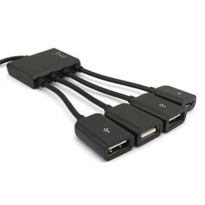 4 Port Micro USB 2.0 HUB 4-IN-1 OTG Hub Power Adapter Cable For Phone _t - Afbeelding 1 van 7