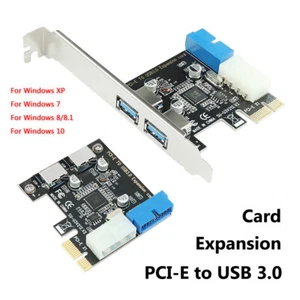 Adaptateur carte d'extension contrôleur PCI-E vers USB 3.0 2 ports pour PC de bureau Windows - Photo 1/10
